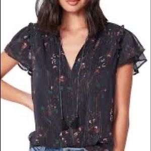 PAIGE Floral Print Blouse With Keyhole Front